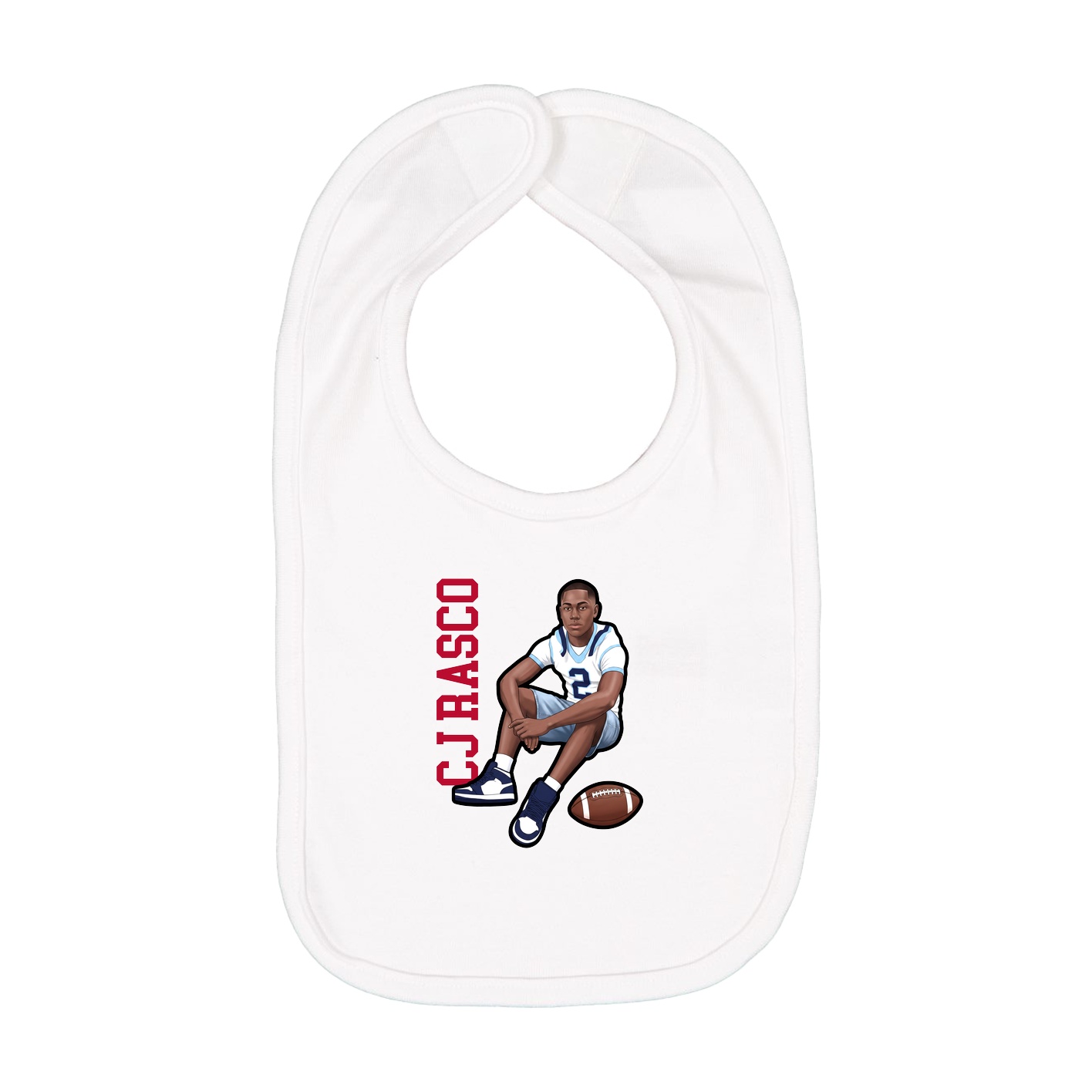 Infant Bib — Name Vertical in White