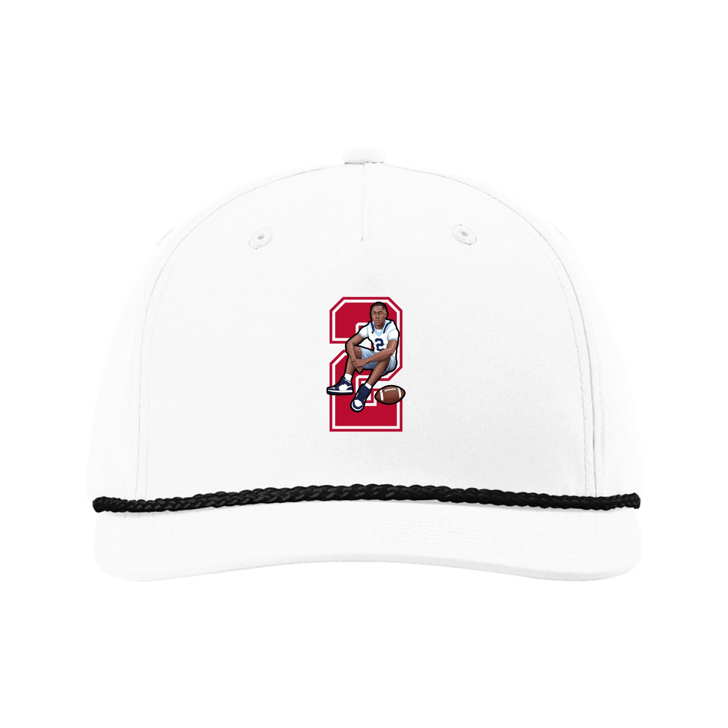 Five-Panel Classic Rope Cap — Number in White