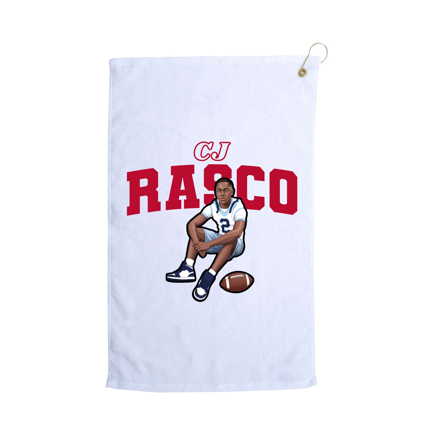 Golf Towel — Name Arch in White