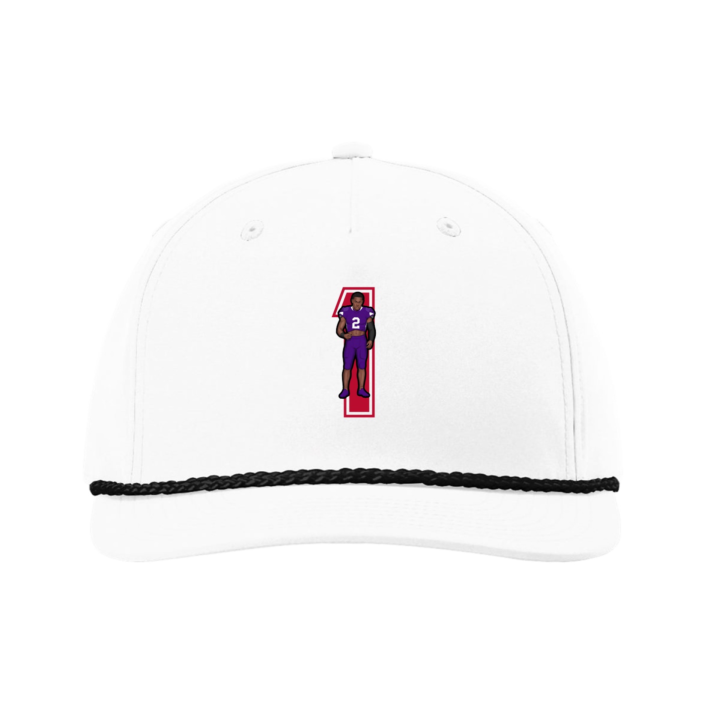 Five-Panel Classic Rope Cap — Number in White