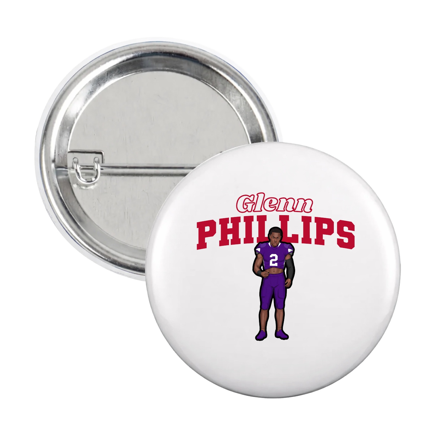 Game Day Button — Name Arch in White