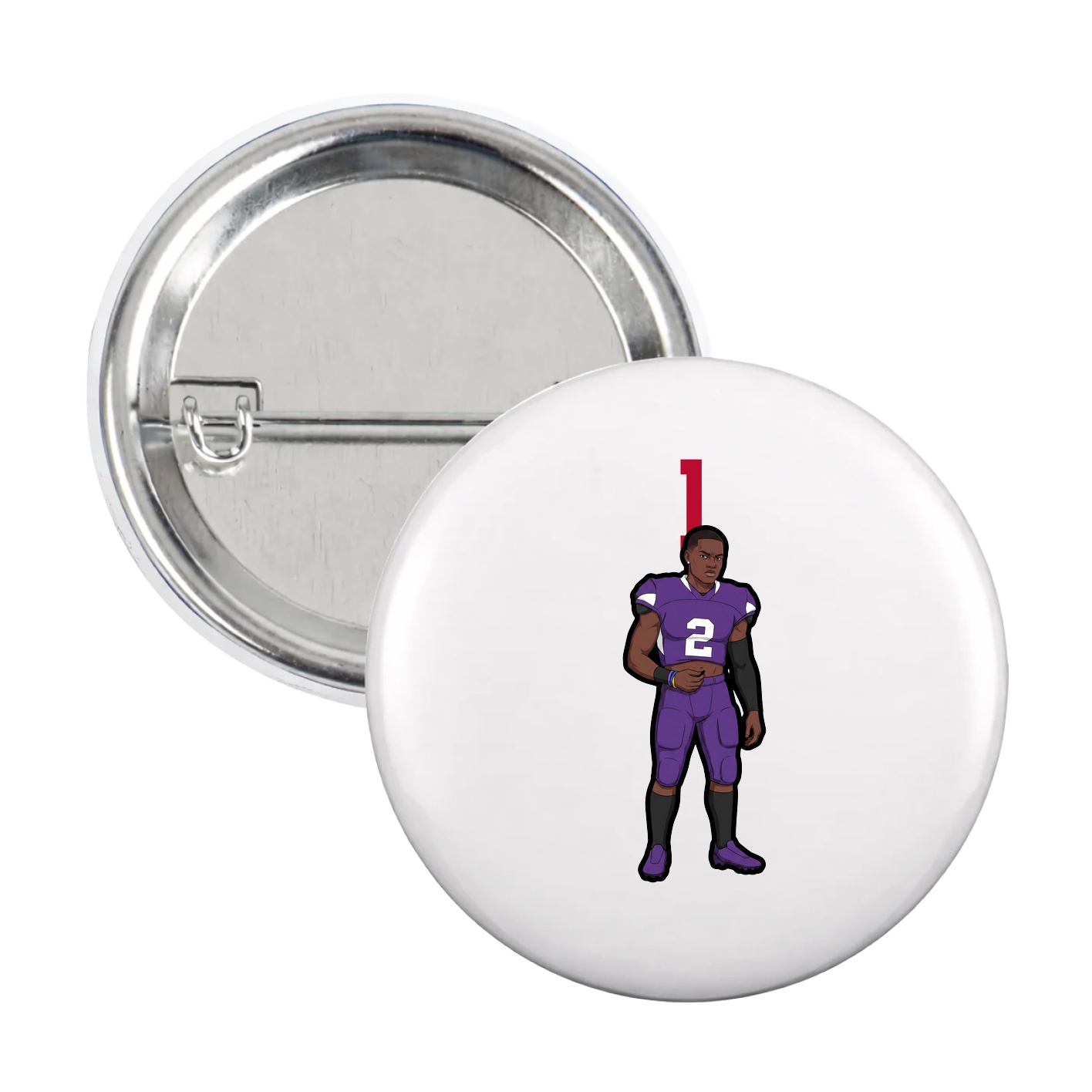 Game Day Button — Number Top in White