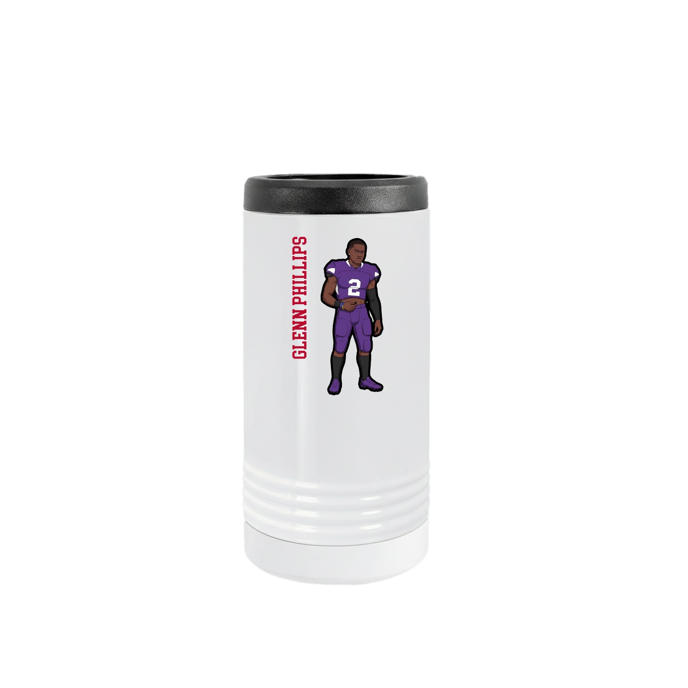 Slim Beverage Holder — Name Vertical in White