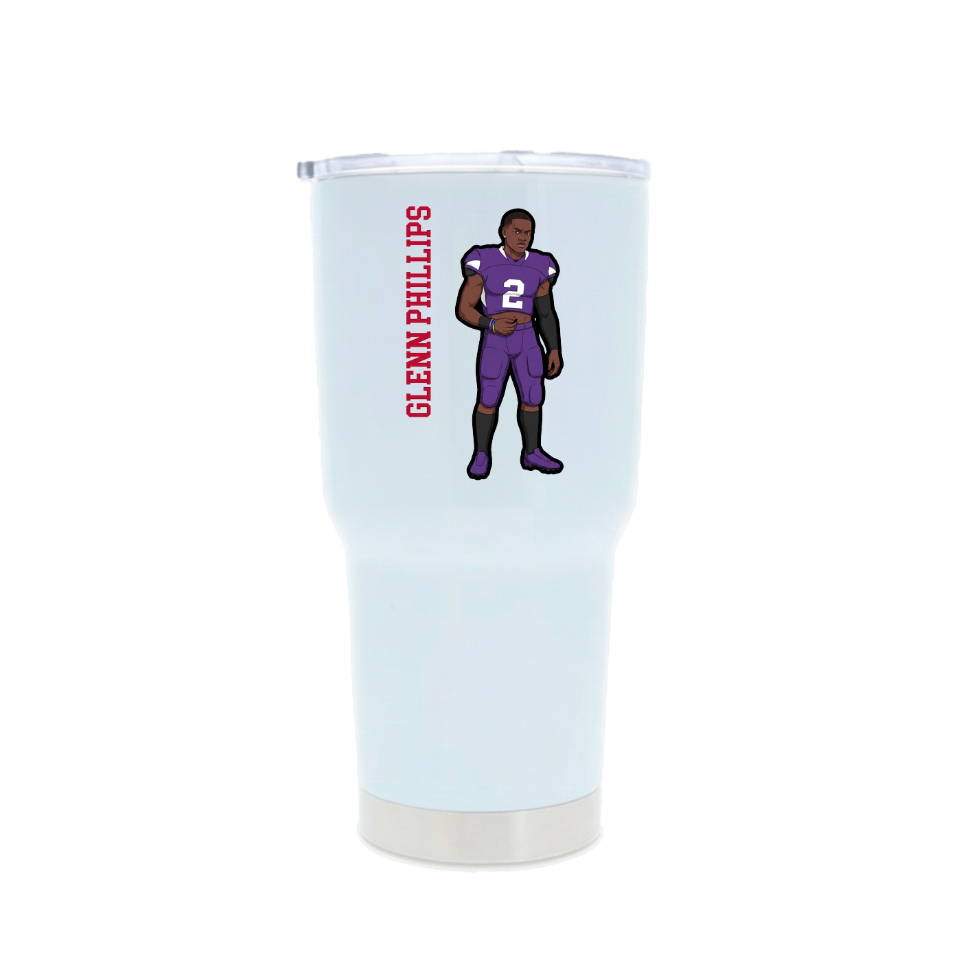 30oz Stainless Steel Tumbler — Name Vertical in White