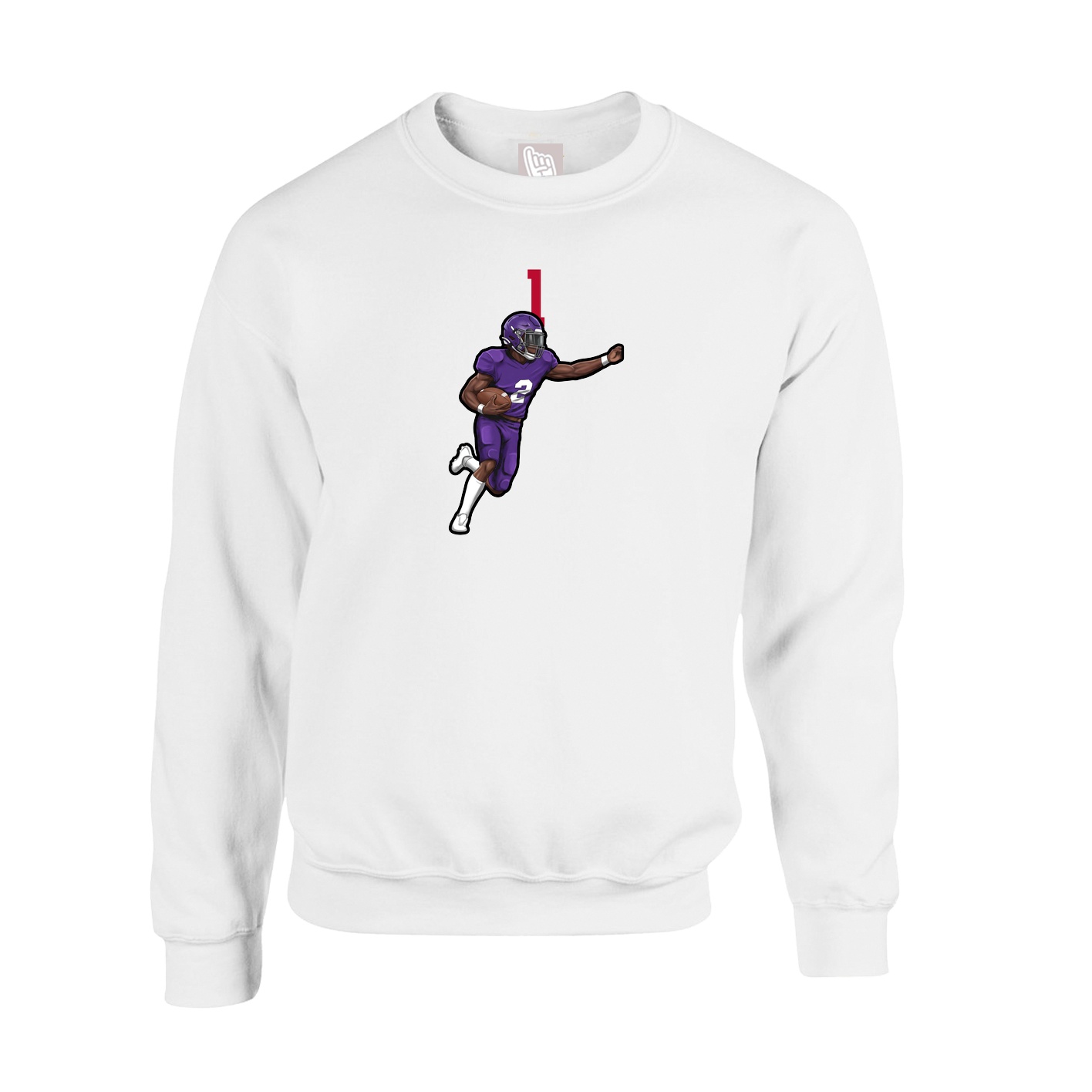 Fleece Crew — Number Top in White