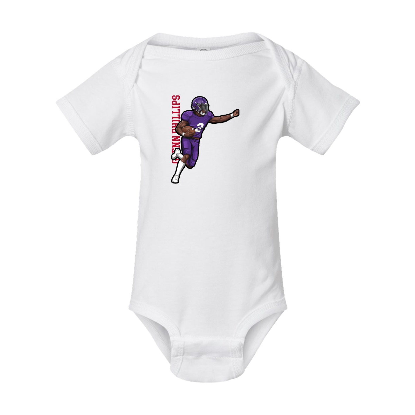 Baby Onesie — Name Vertical in White