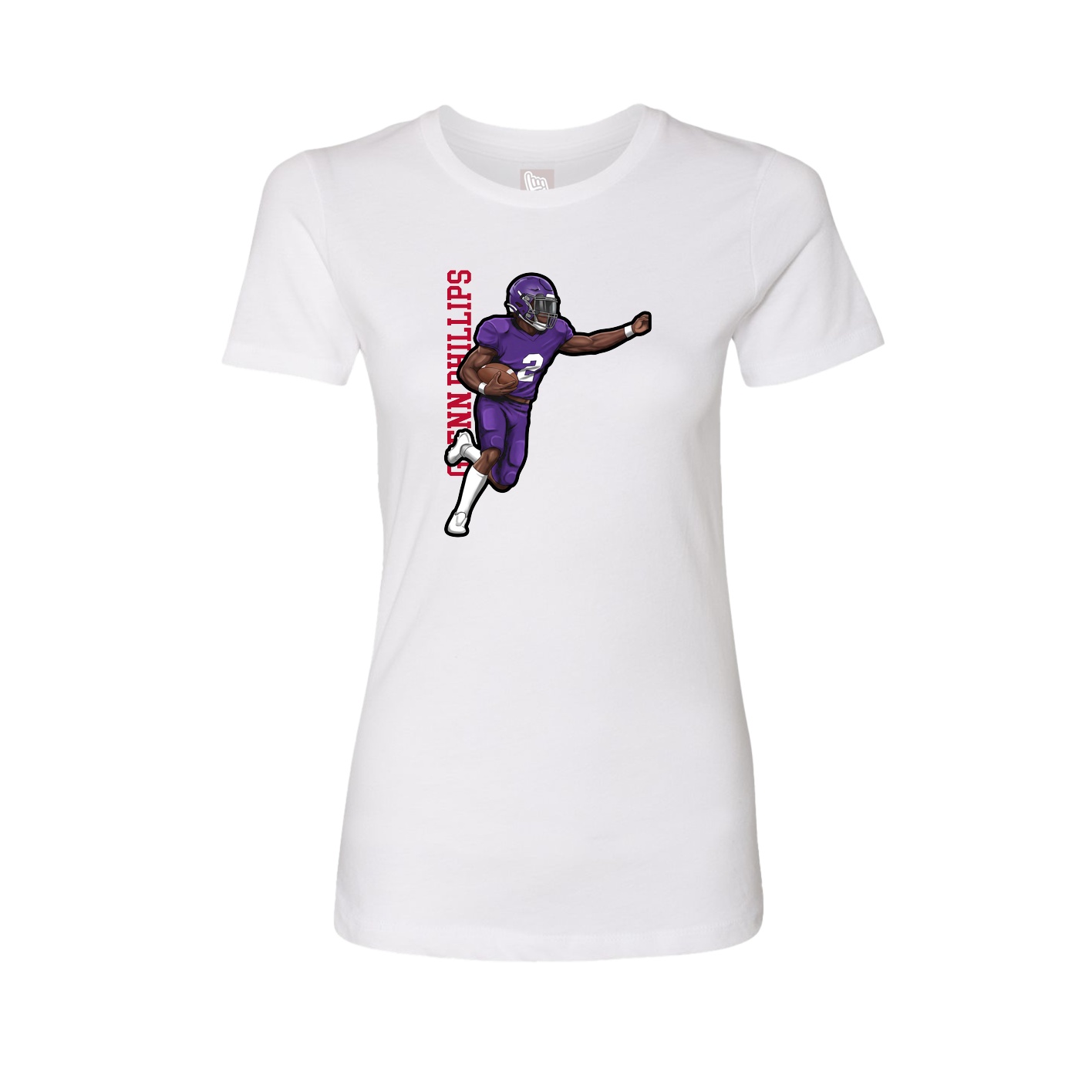 Womens Tee — Name Vertical in White
