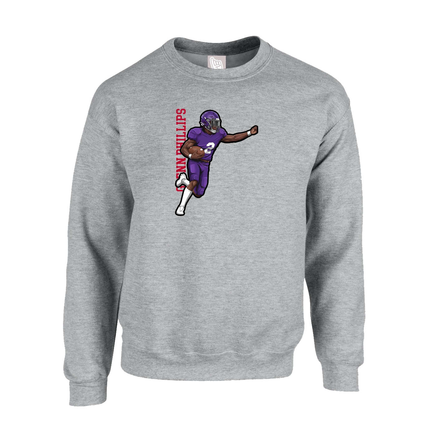 Fleece Crew — Name Vertical in Grey