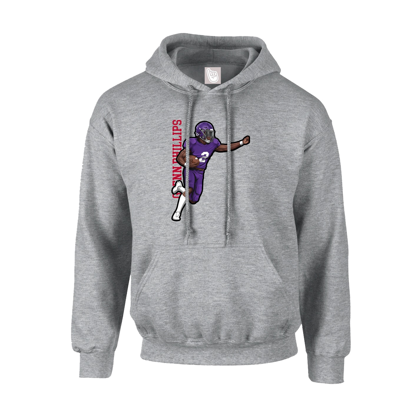 Youth Hoodie — Name Vertical in Grey