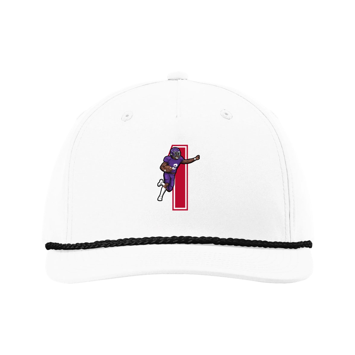 Five-Panel Classic Rope Cap — Number in White