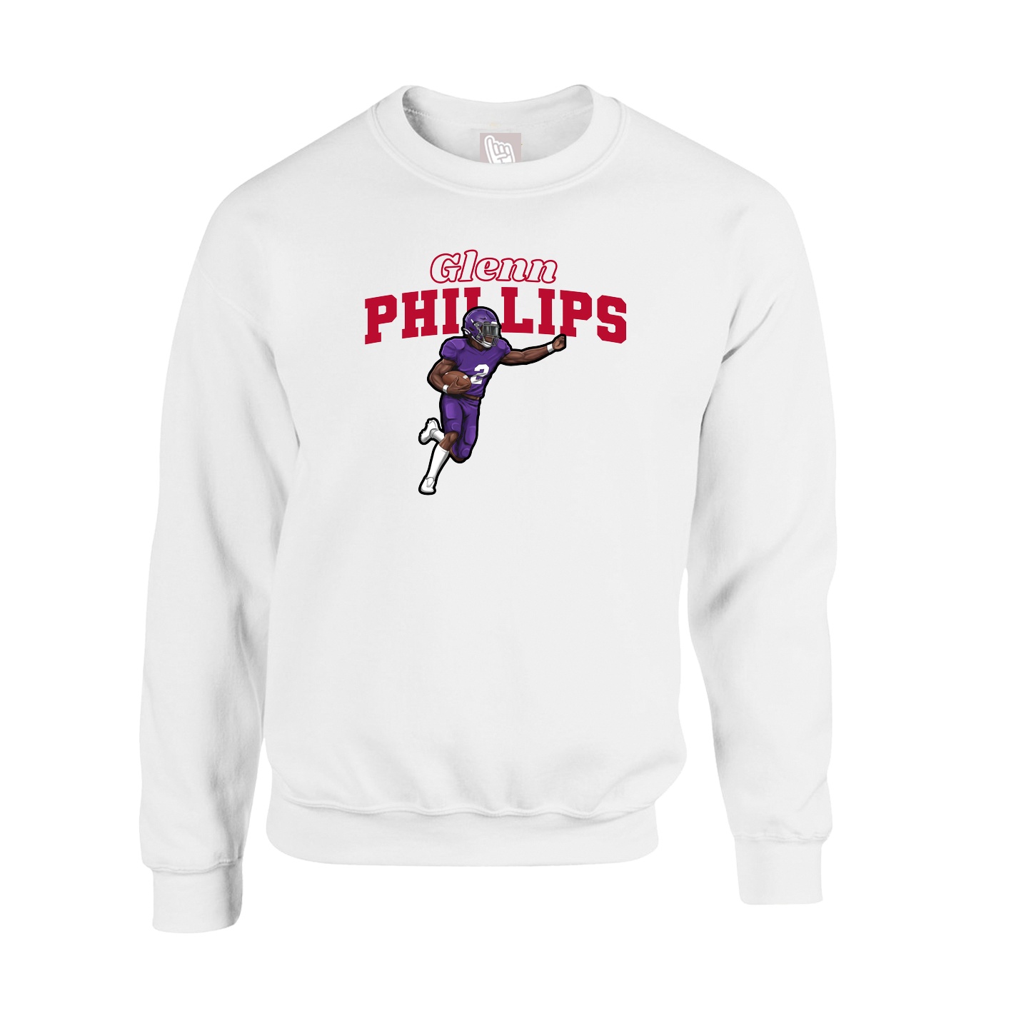 Fleece Crew — Name Arch in White