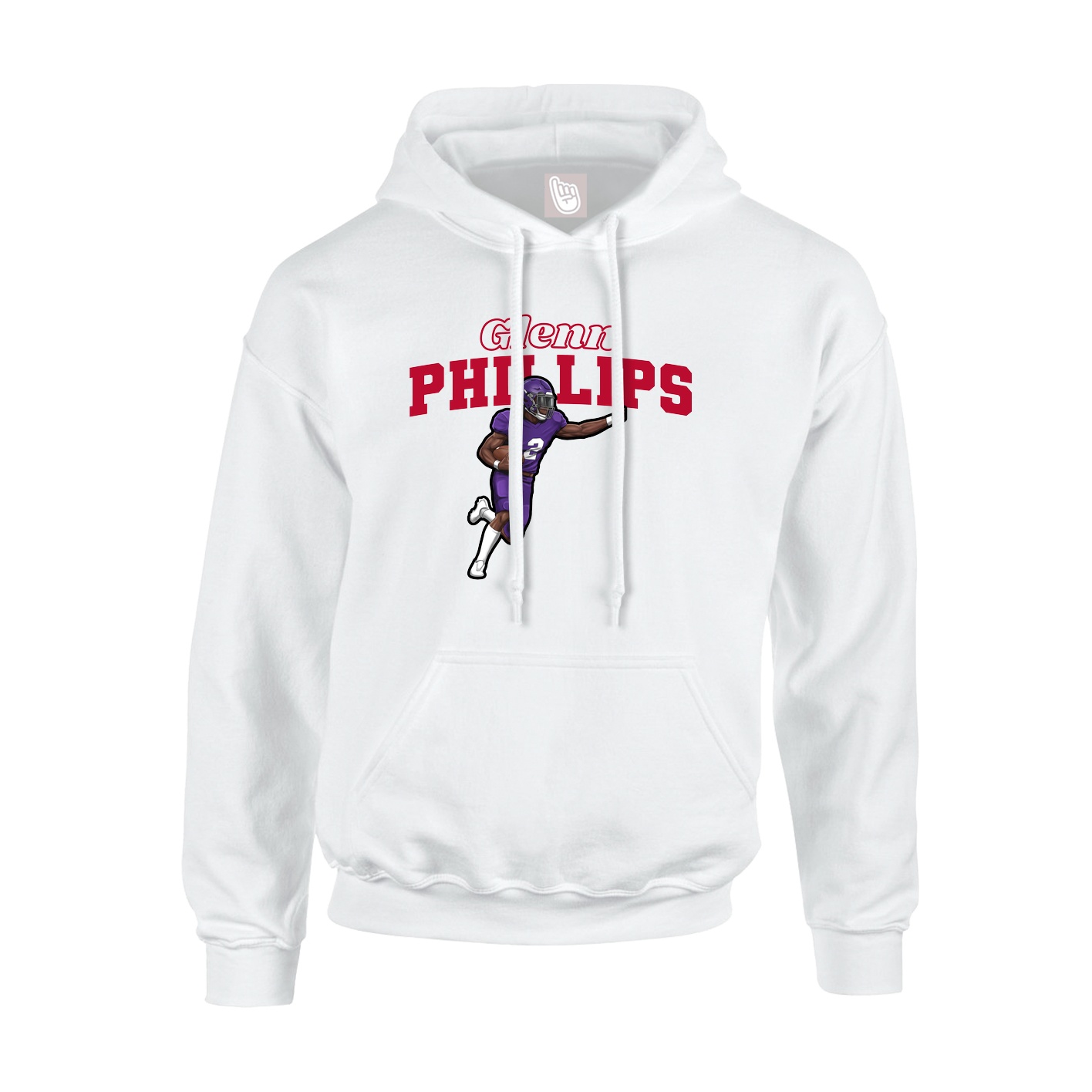 Youth Hoodie — Name Arch in White