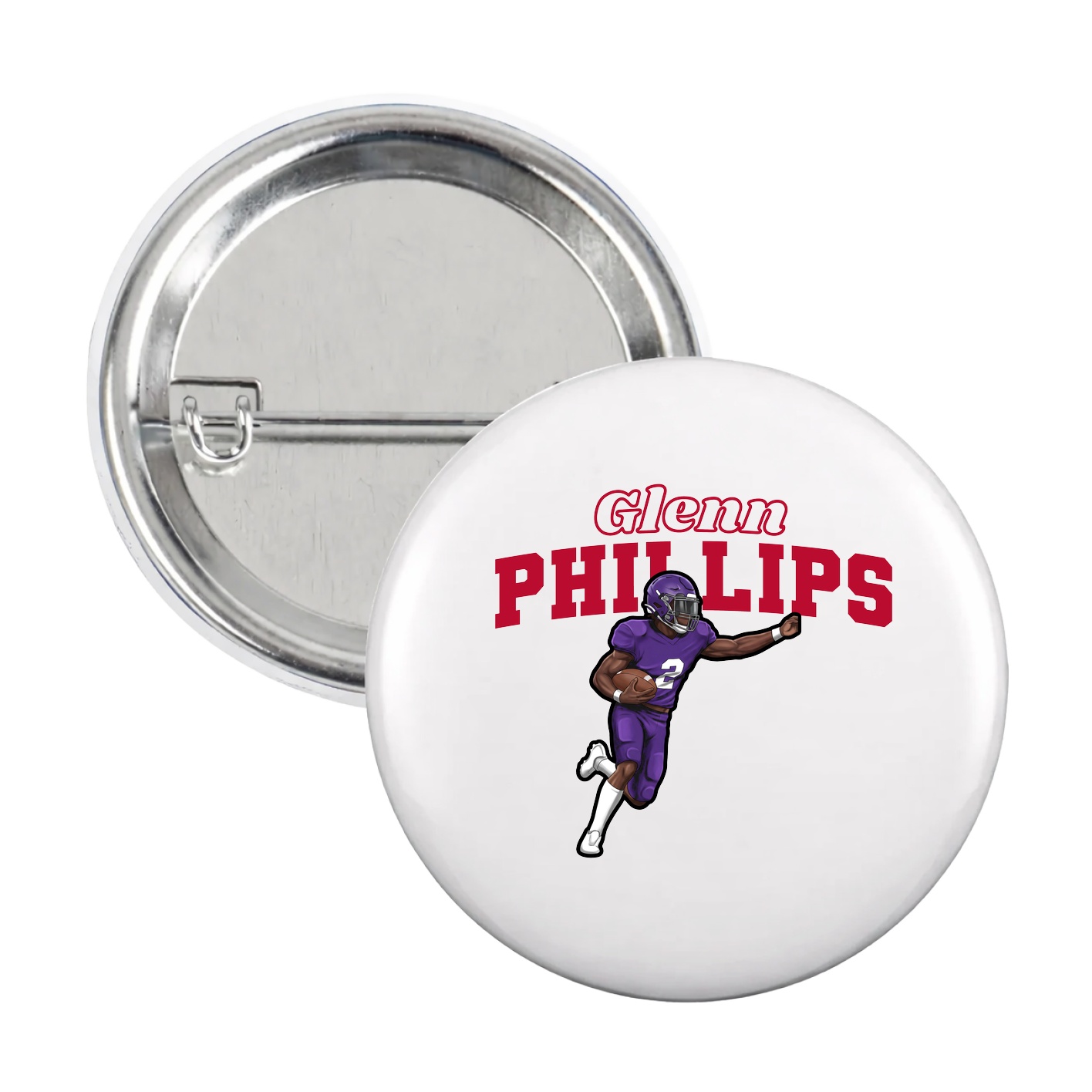 Game Day Button — Name Arch in White