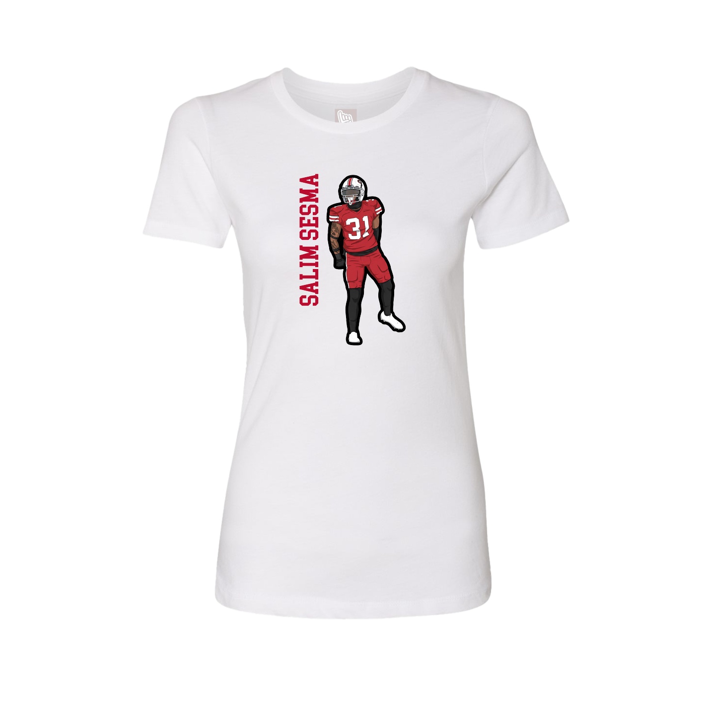 Womens Tee — Name Vertical in White