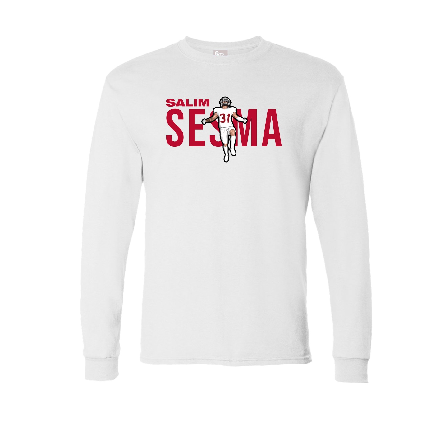 Long Sleeve Tee — Player Name in White