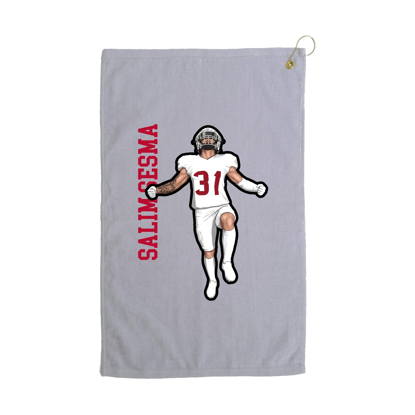 Golf Towel — Name Vertical in Grey