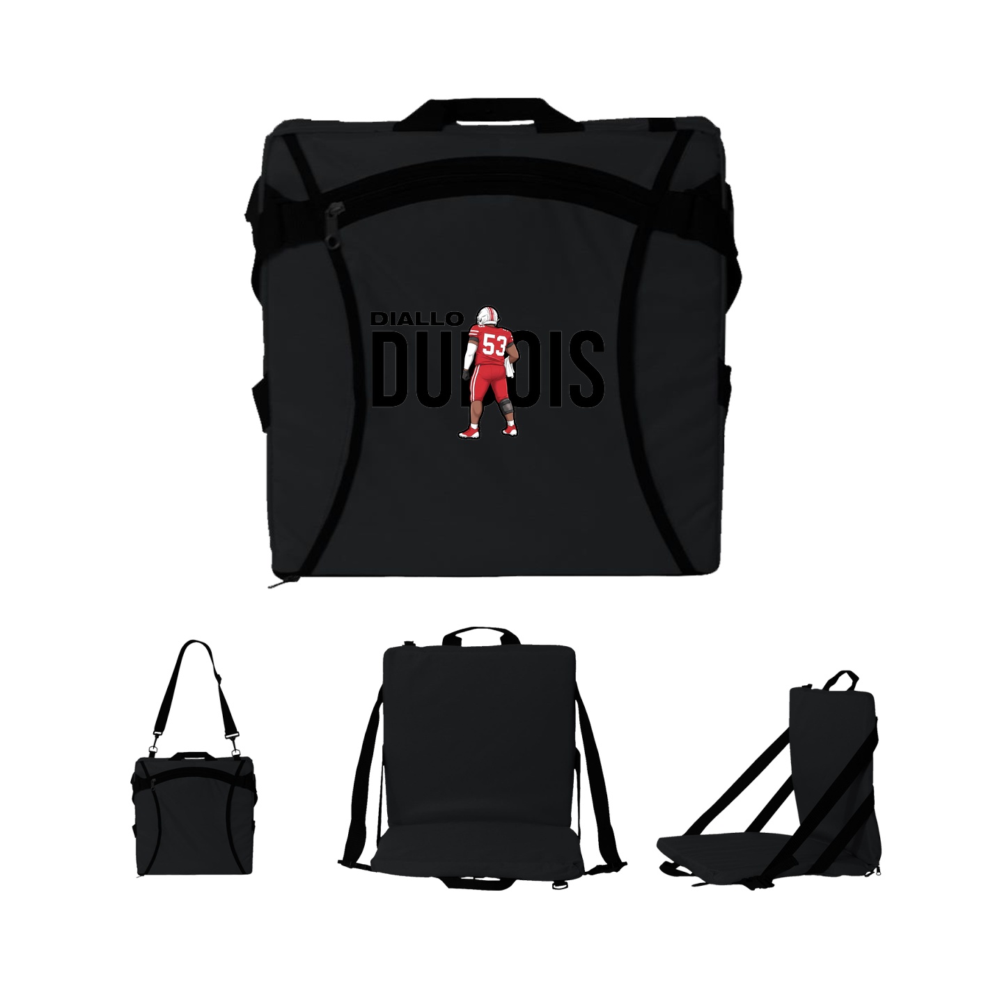 Folding Stadium Seat — Player Name in Black