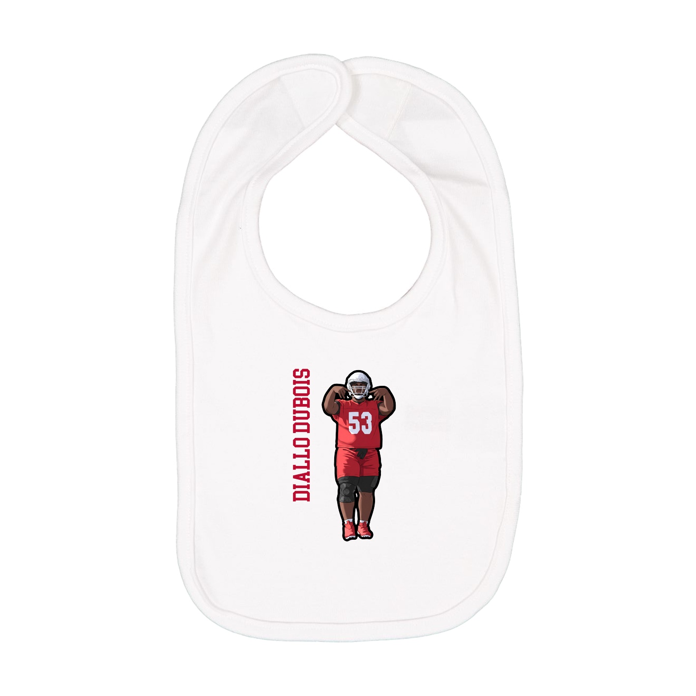 Infant Bib — Name Vertical in White