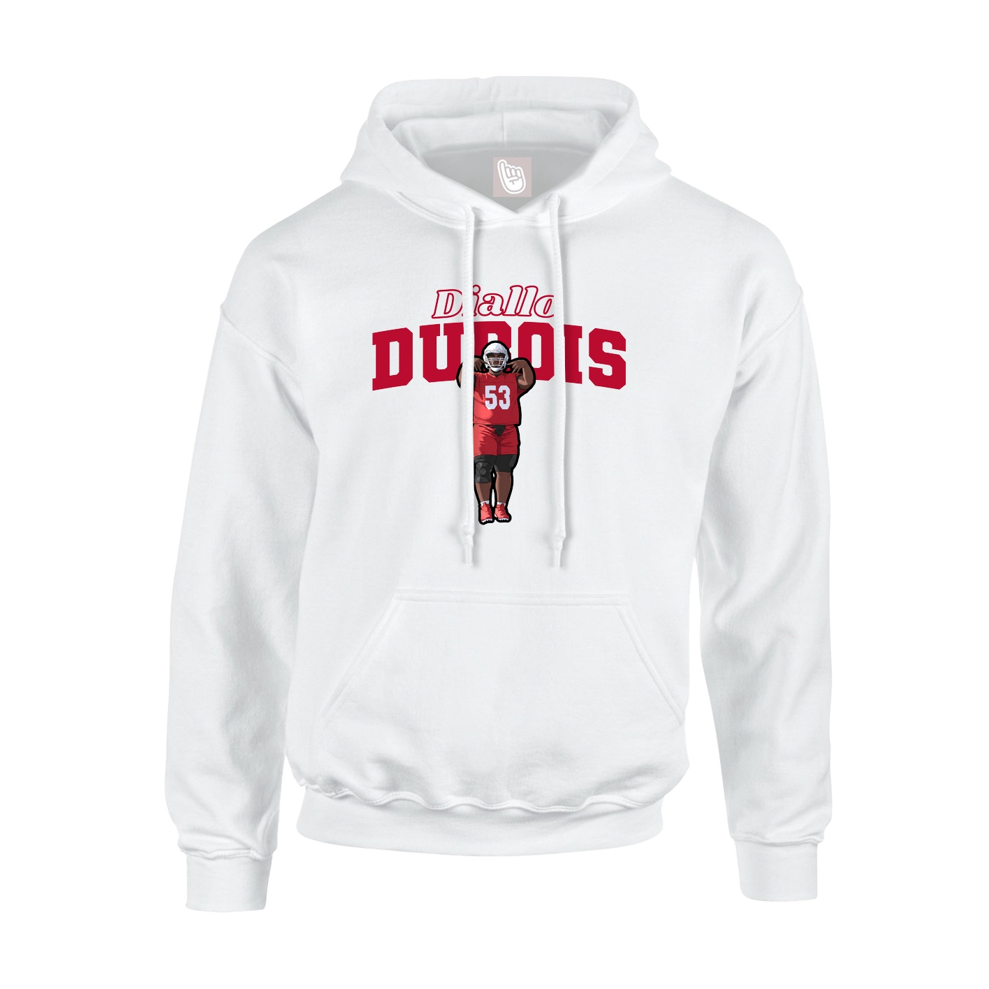 Youth Hoodie — Name Arch in White