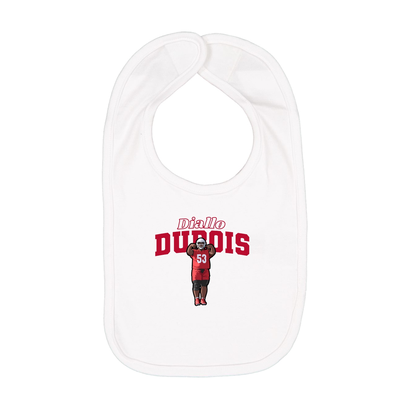 Infant Bib — Name Arch in White