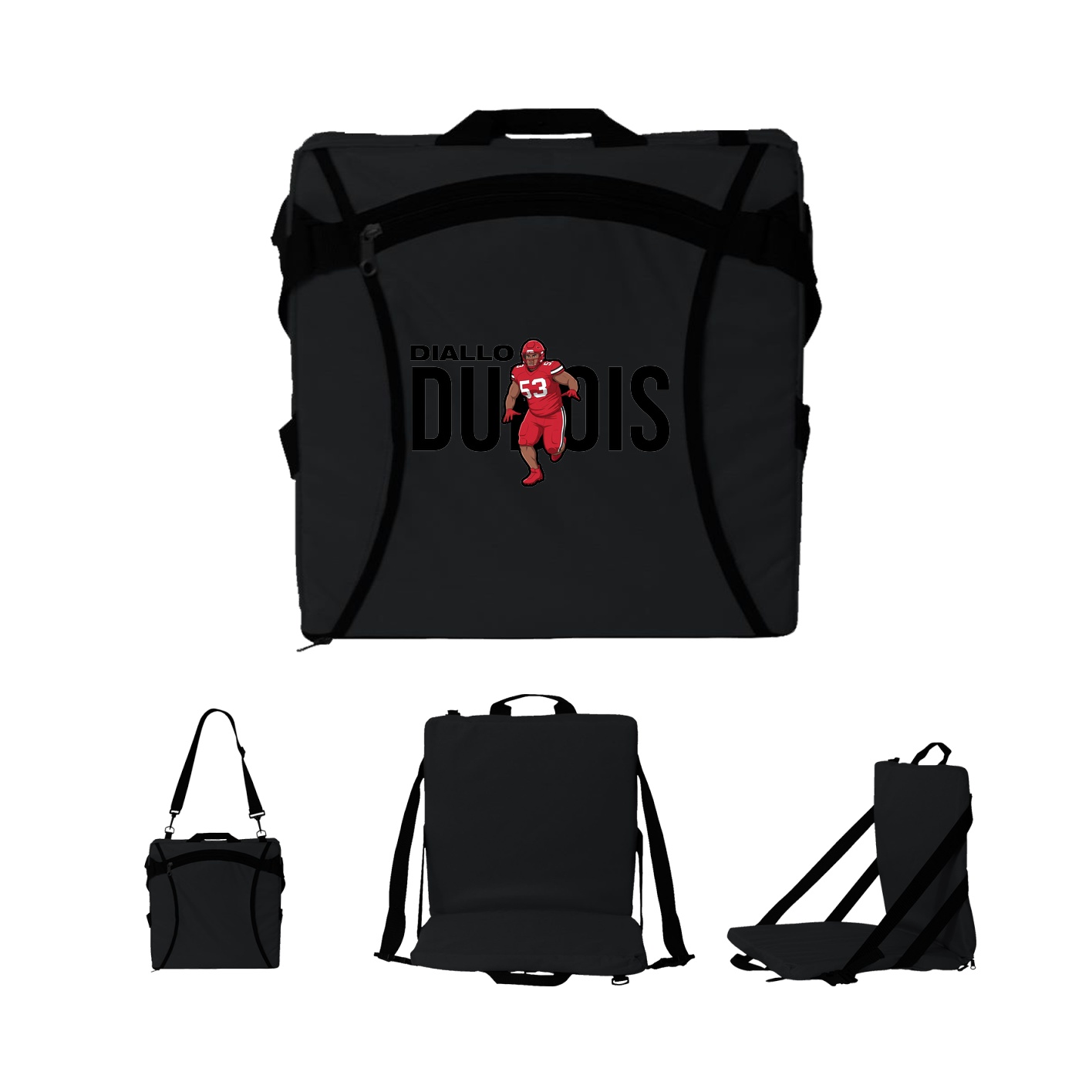 Folding Stadium Seat — Player Name in Black
