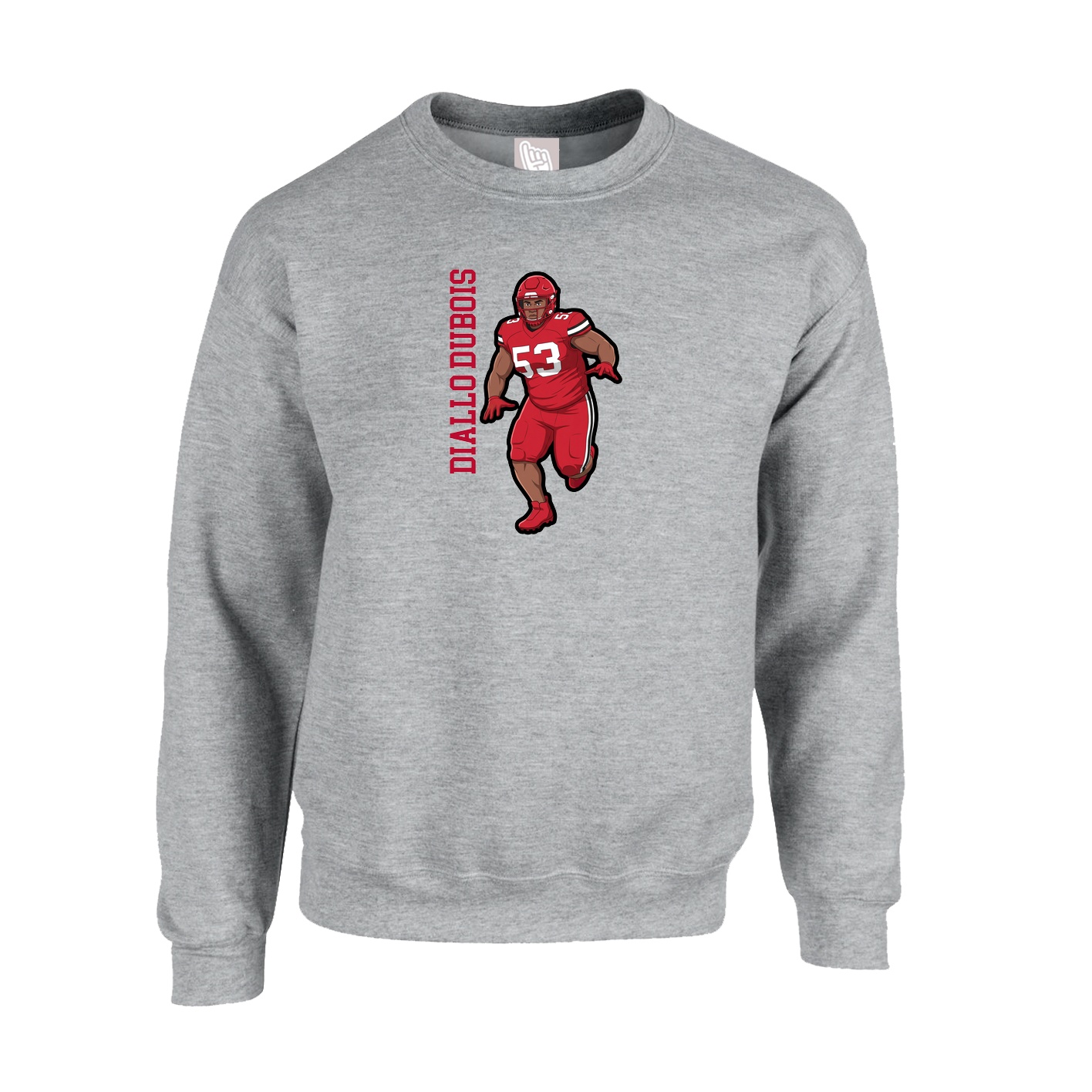 Fleece Crew — Name Vertical in Grey