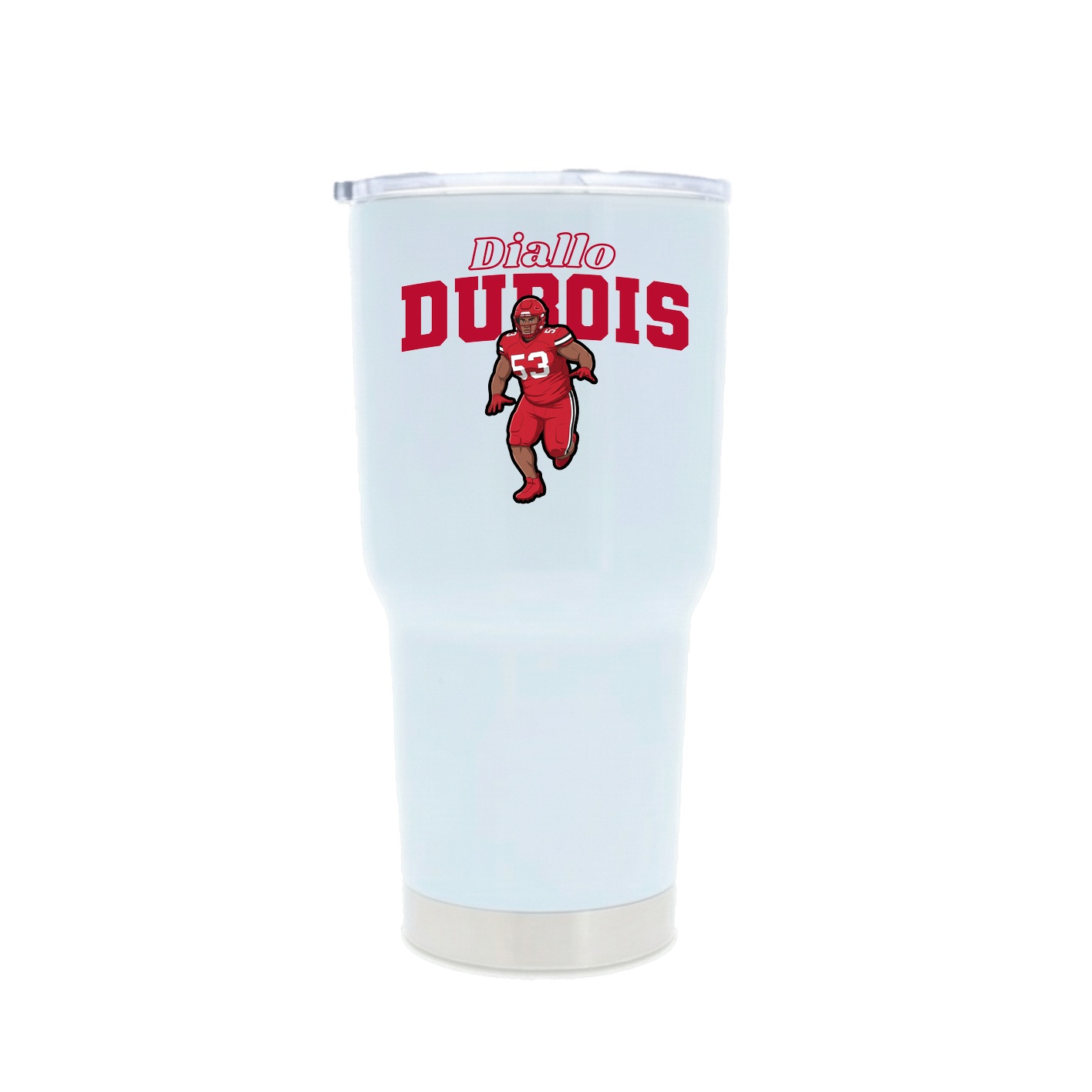 30oz Stainless Steel Tumbler — Name Arch in White