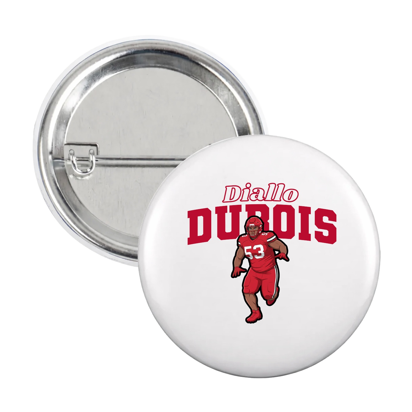 Game Day Button — Name Arch in White