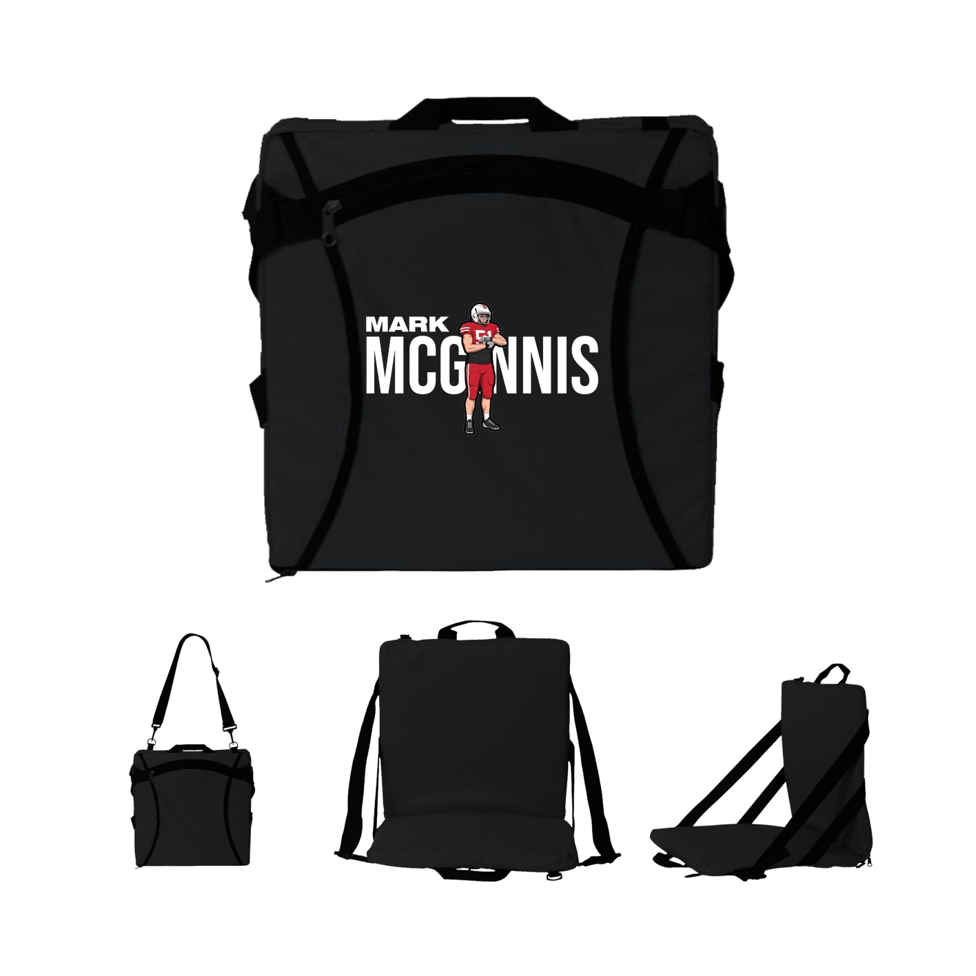 Folding Stadium Seat — Player Name in Black