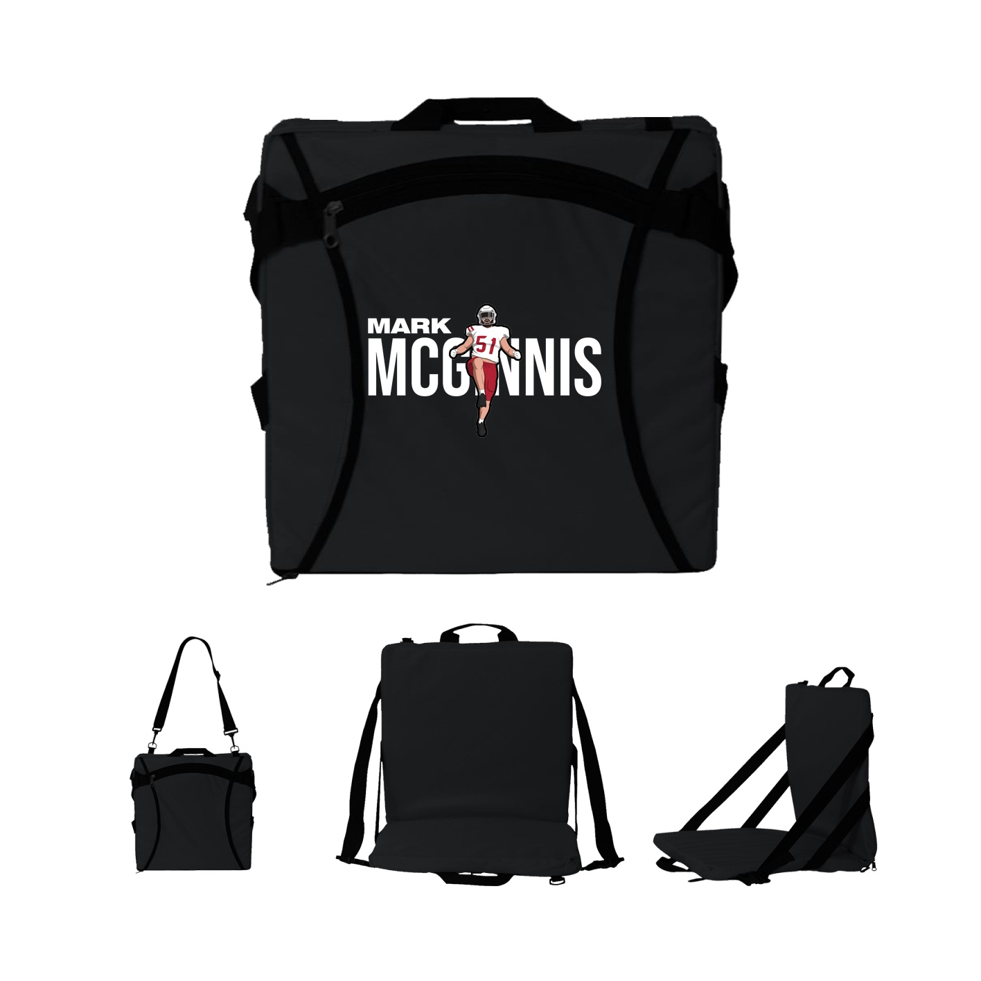 Folding Stadium Seat — Player Name in Black