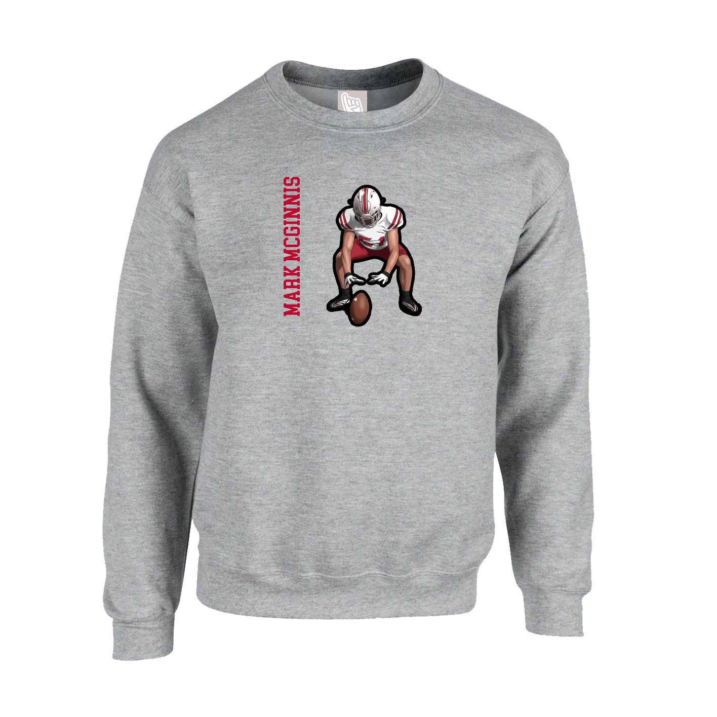 Fleece Crew — Name Vertical in Grey
