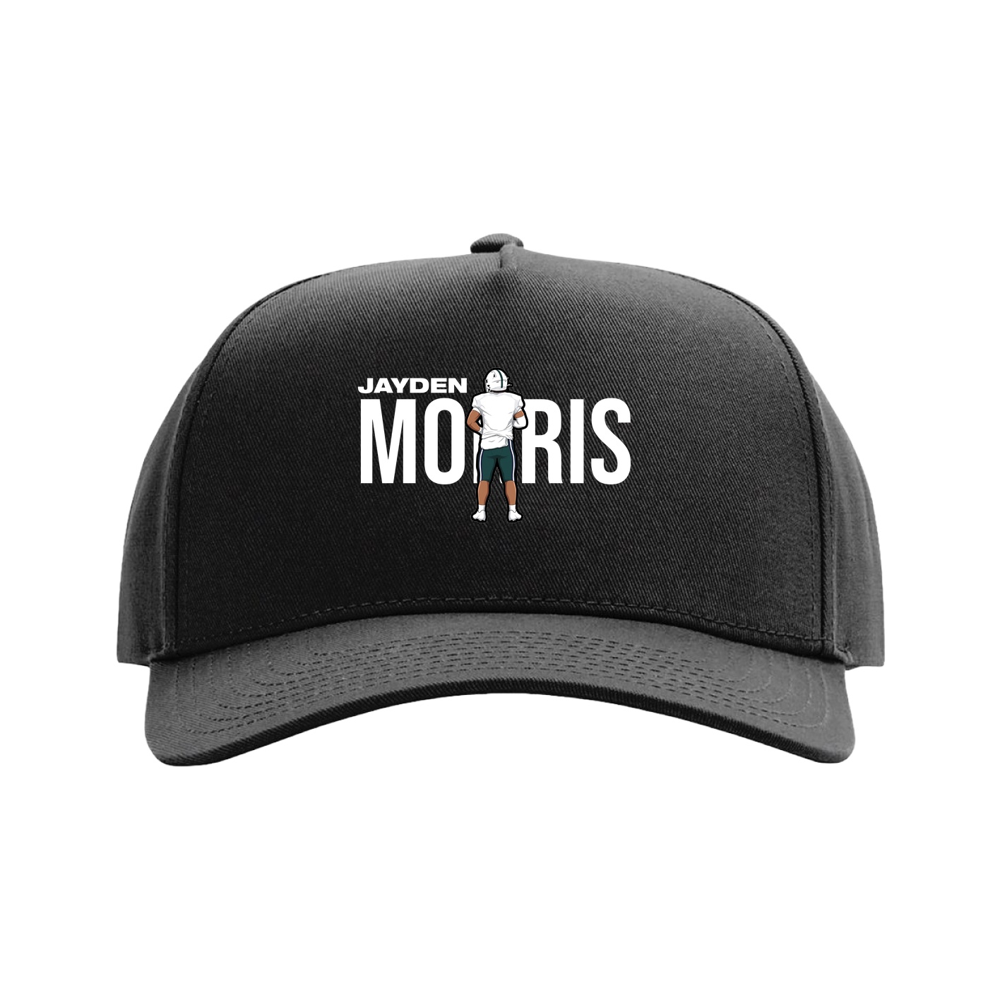 Full Fabric Five-Panel Champ Cap — Player Name in Black