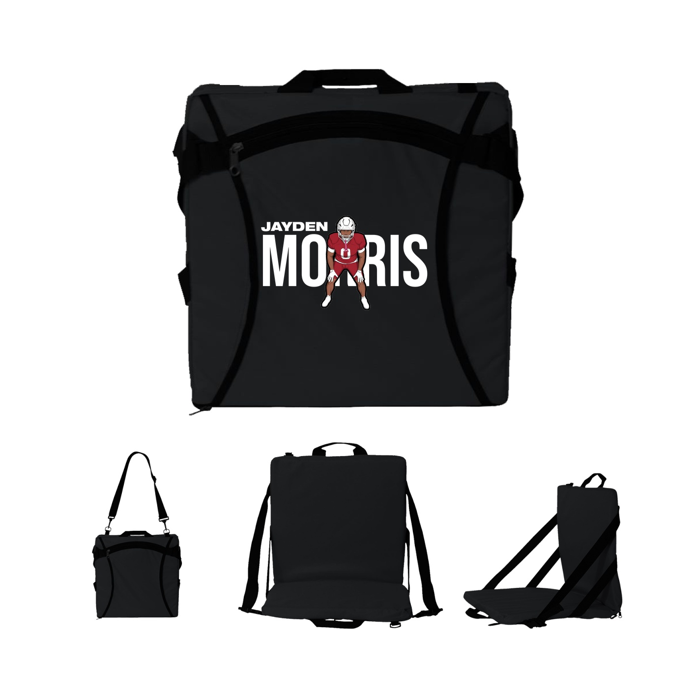 Folding Stadium Seat — Player Name in Black