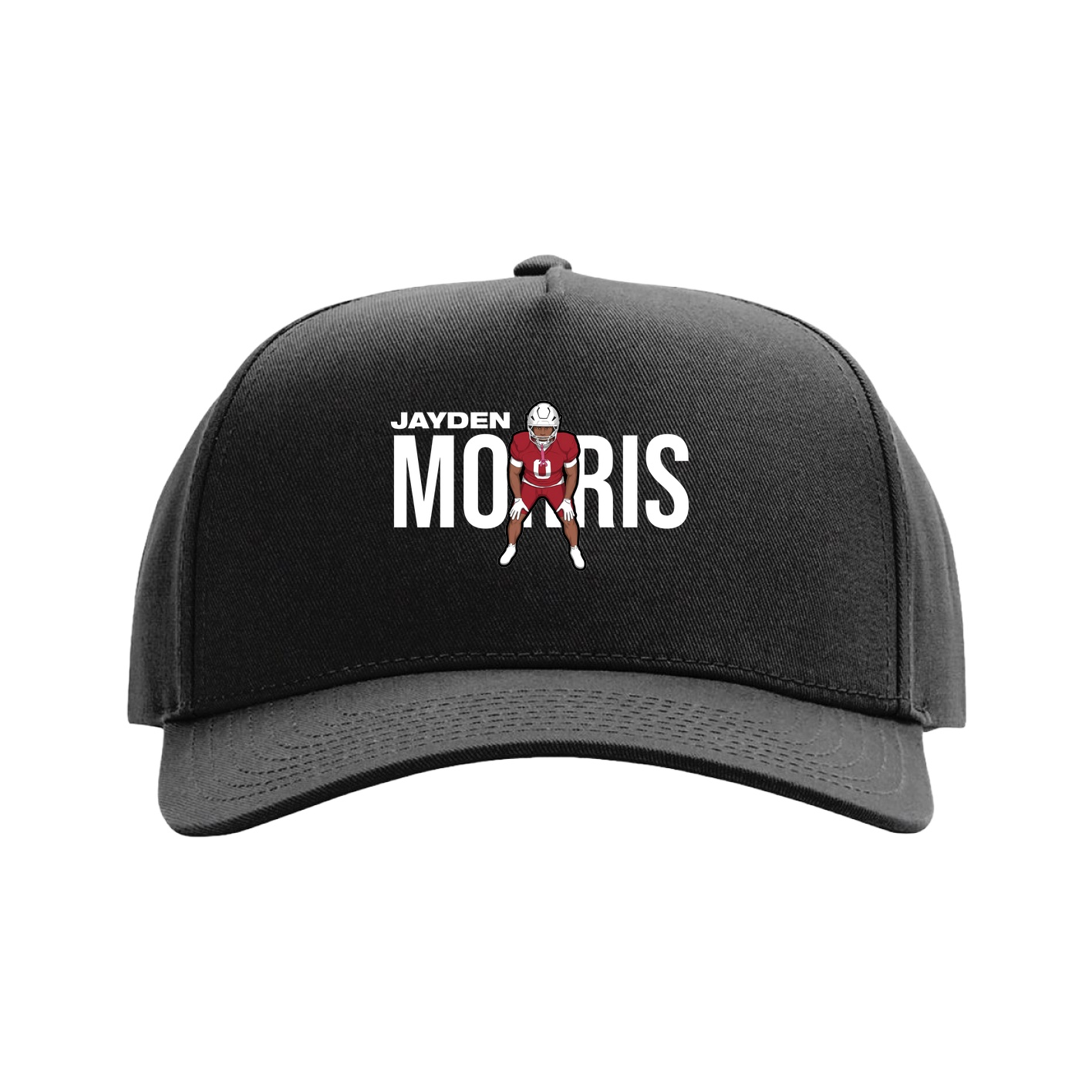 Full Fabric Five-Panel Champ Cap — Player Name in Black