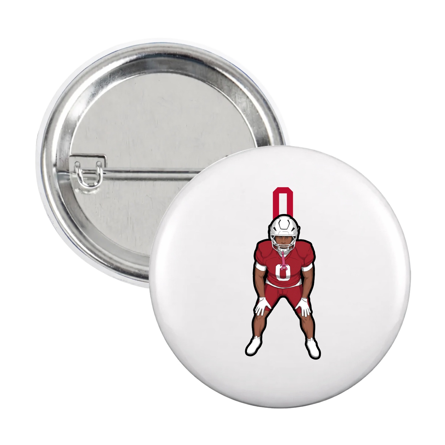 Game Day Button — Number Top in White