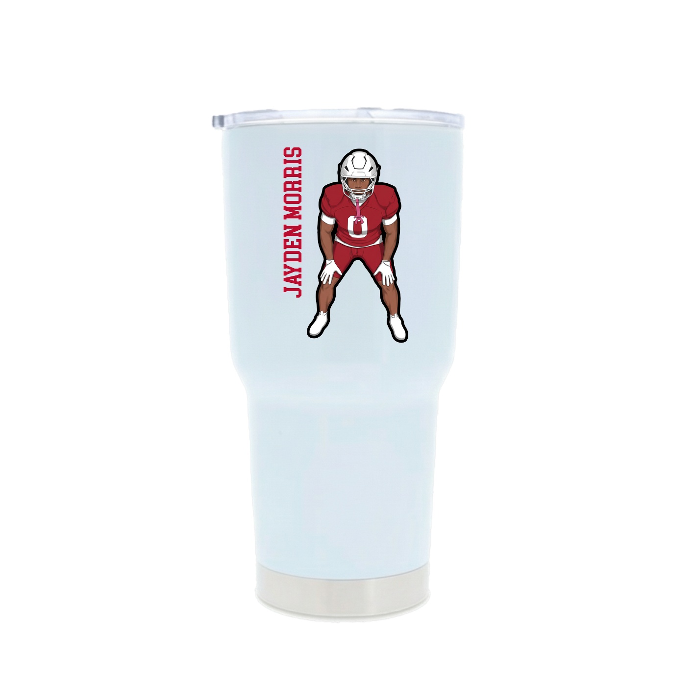 30oz Stainless Steel Tumbler — Name Vertical in White