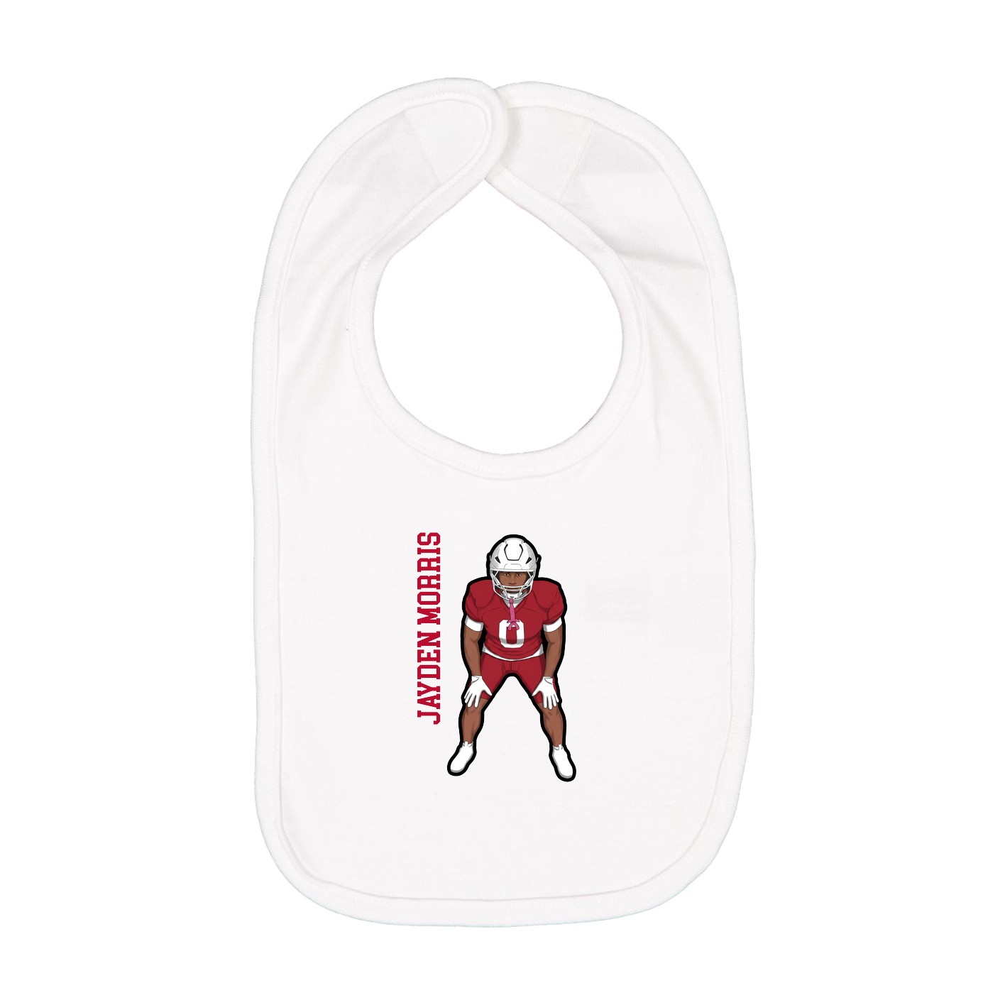 Infant Bib — Name Vertical in White