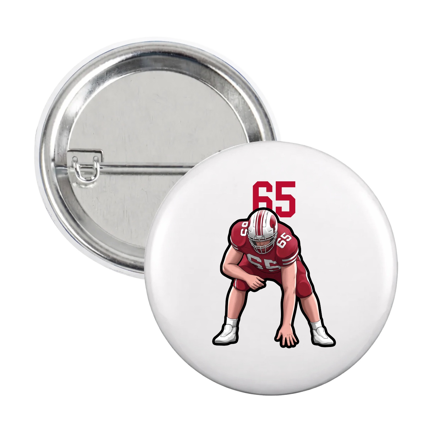 Game Day Button — Number Top in White