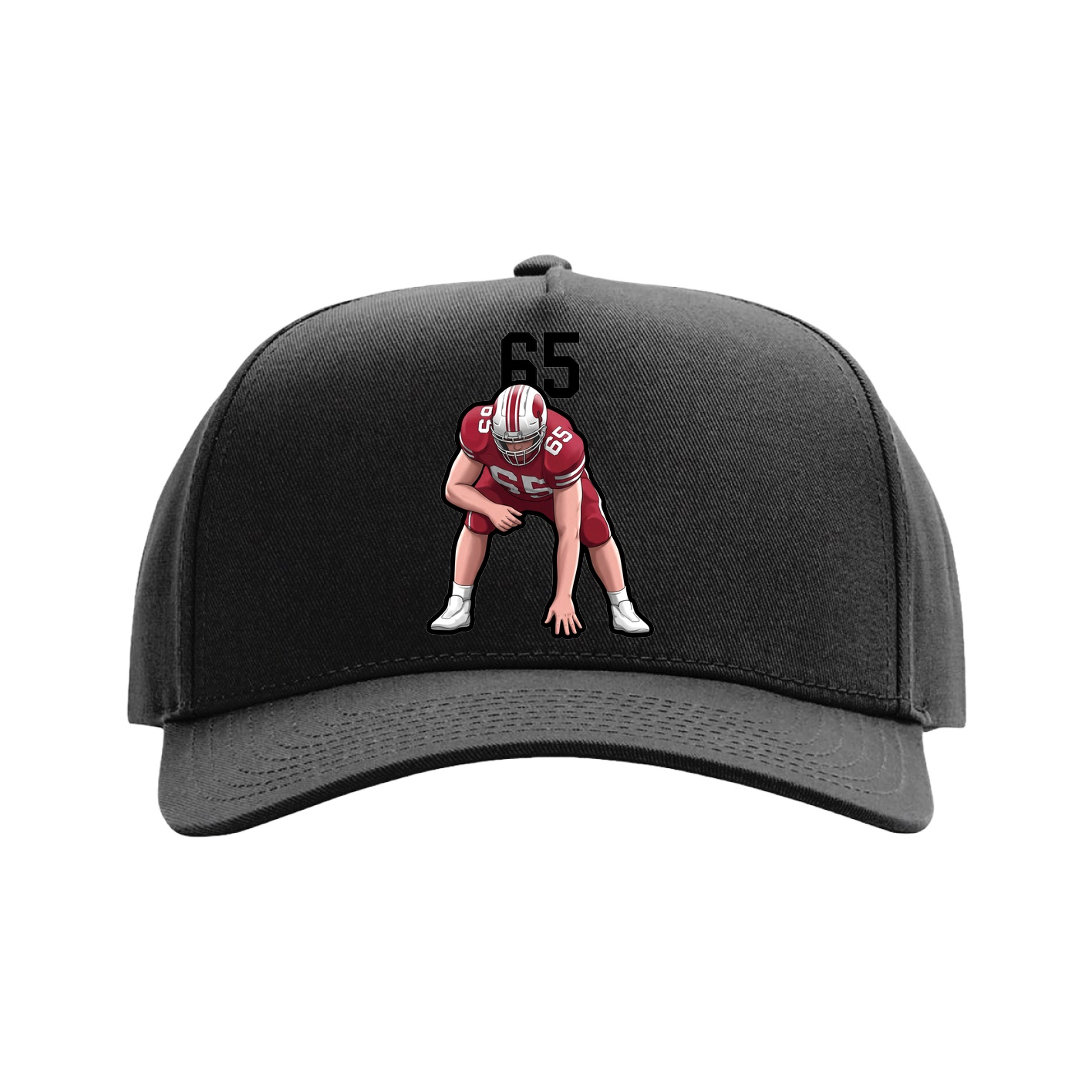 Full Fabric Five-Panel Champ Cap — Number Top in Black
