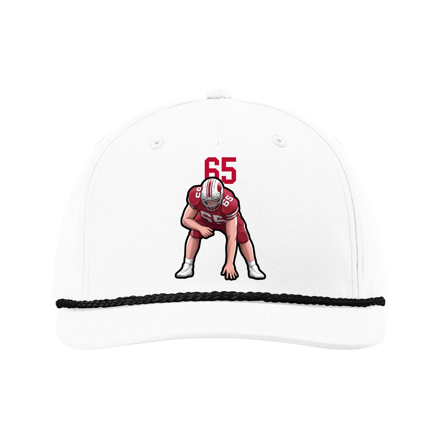 Five-Panel Classic Rope Cap — Number Top in White