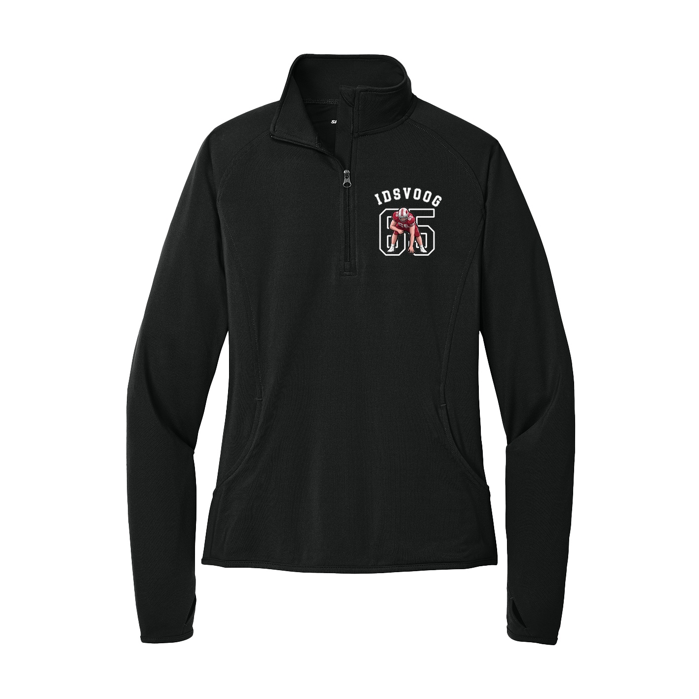 Women's Q-Zip Pullover — Shirsey Arch in Black