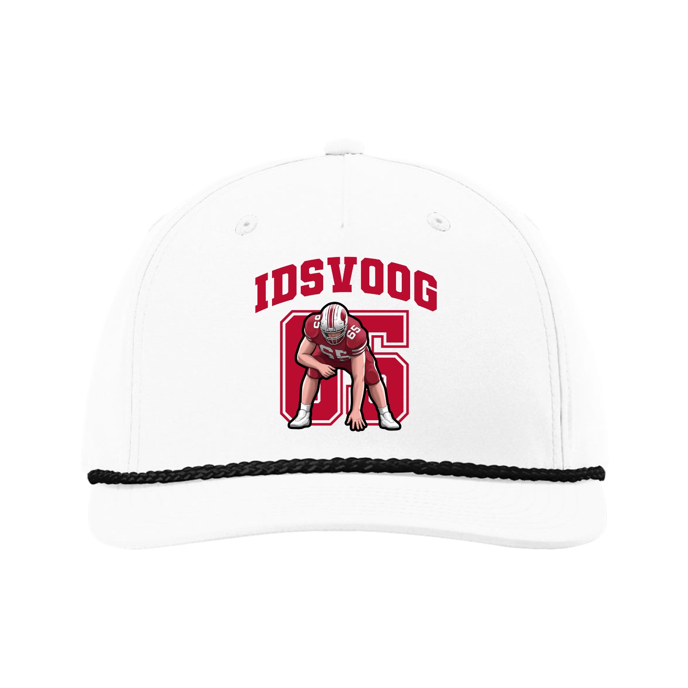 Five-Panel Classic Rope Cap — Number in White