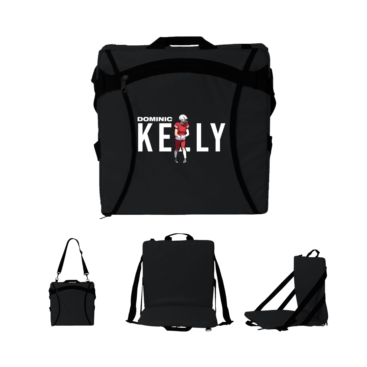 Folding Stadium Seat — Player Name in Black