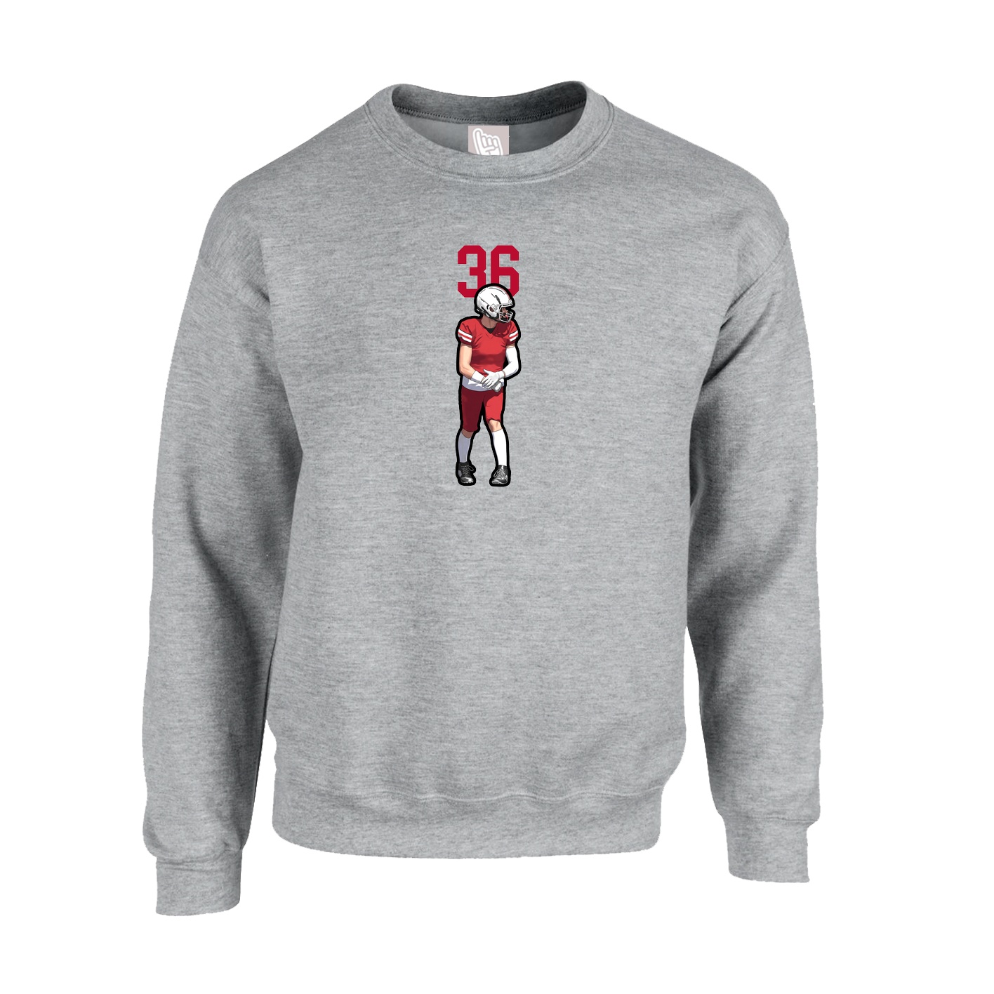 Fleece Crew — Number Top in Grey