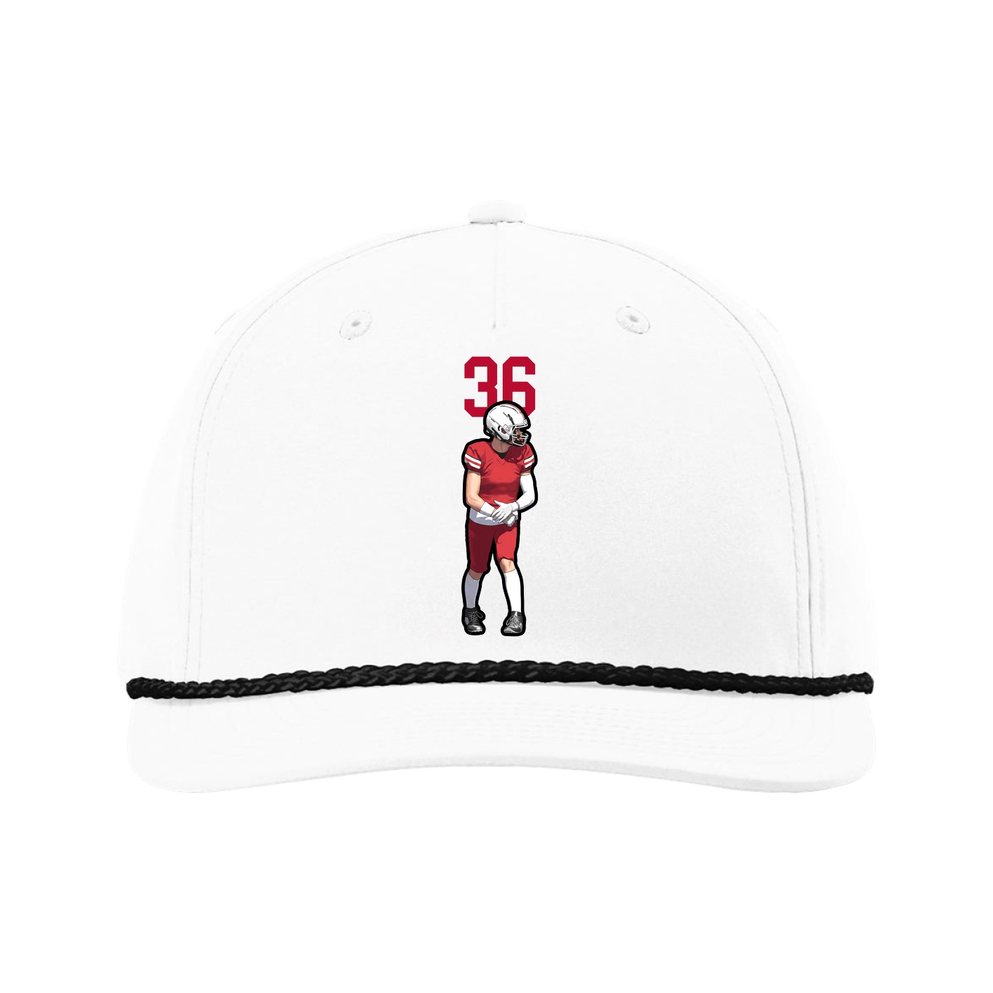 Five-Panel Classic Rope Cap — Number Top in White