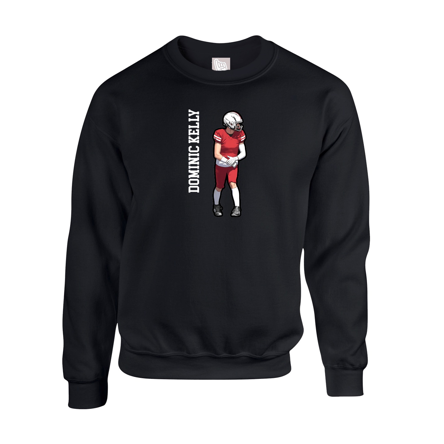 Fleece Crew — Name Vertical in Black