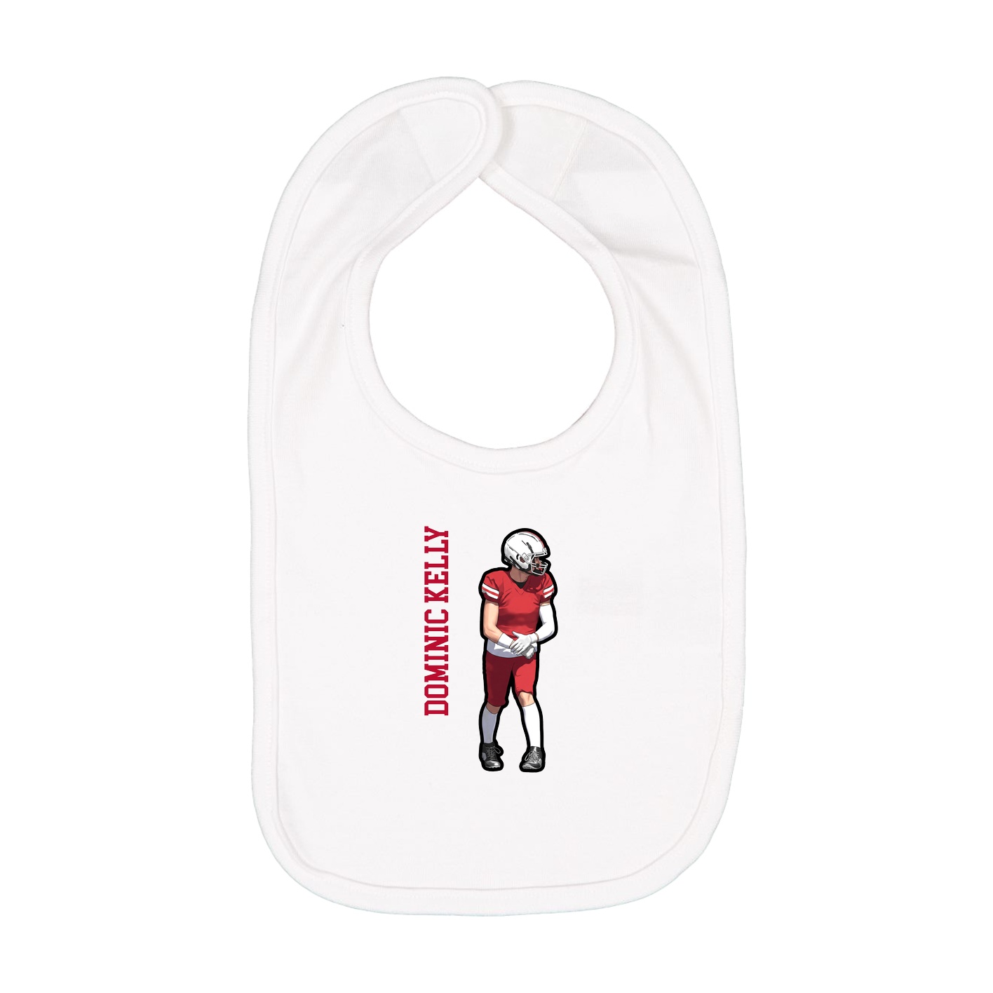 Infant Bib — Name Vertical in White