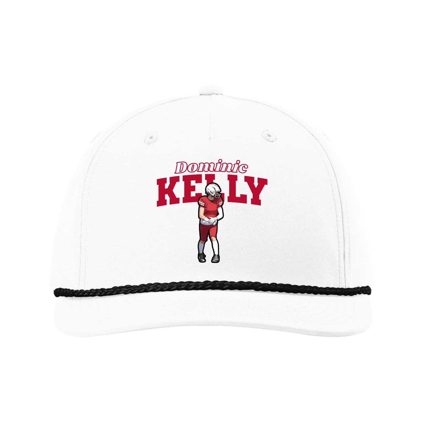 Five-Panel Classic Rope Cap — Name Arch in White