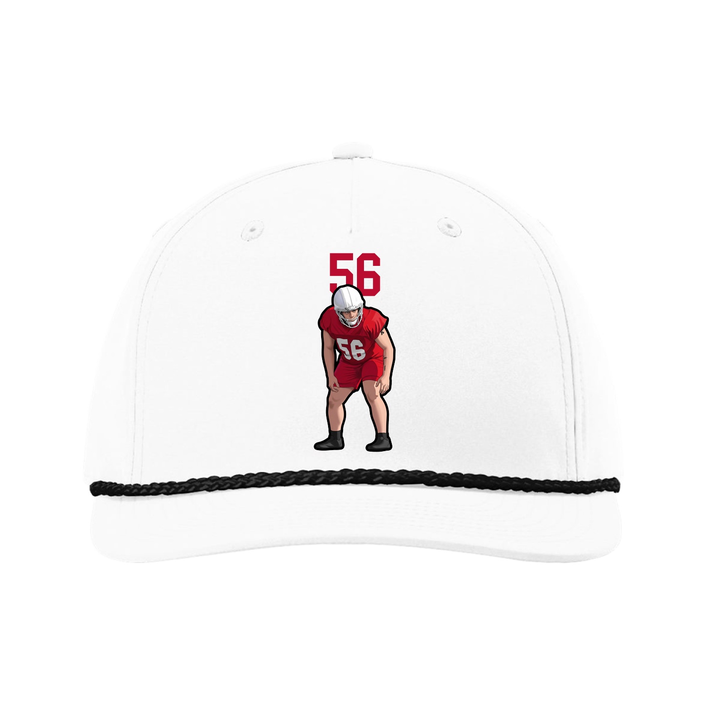 Five-Panel Classic Rope Cap — Number Top in White