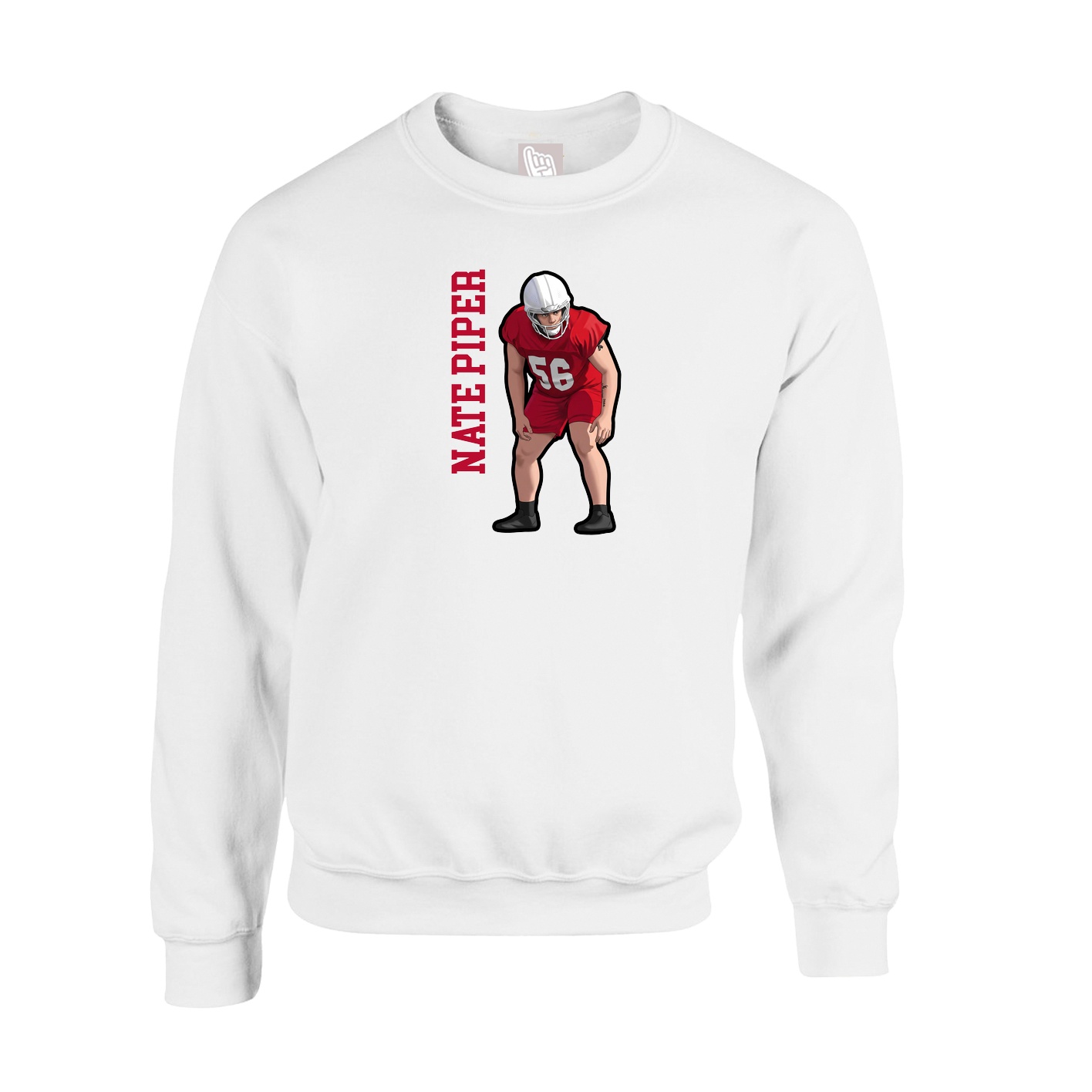 Fleece Crew — Name Vertical in White